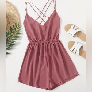 Criss cross backless romper